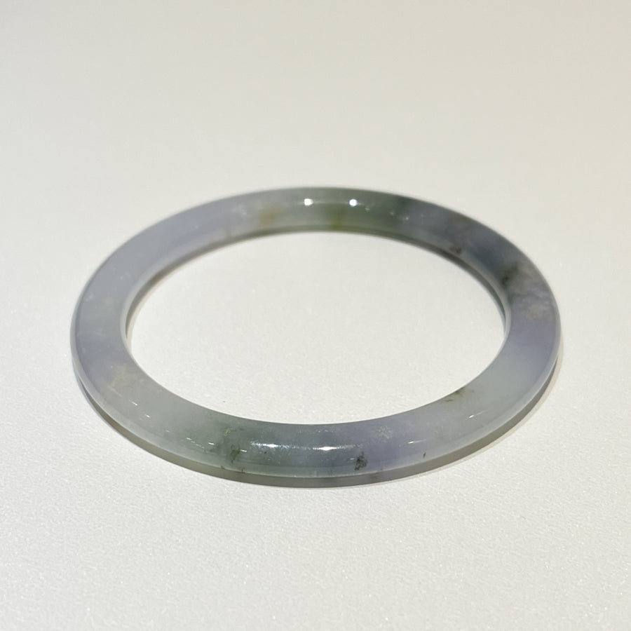 Tri-Color Jadeite Bangle – Purple, Green, Grey, Round, 56mm, Untreated Burmese Jadeite