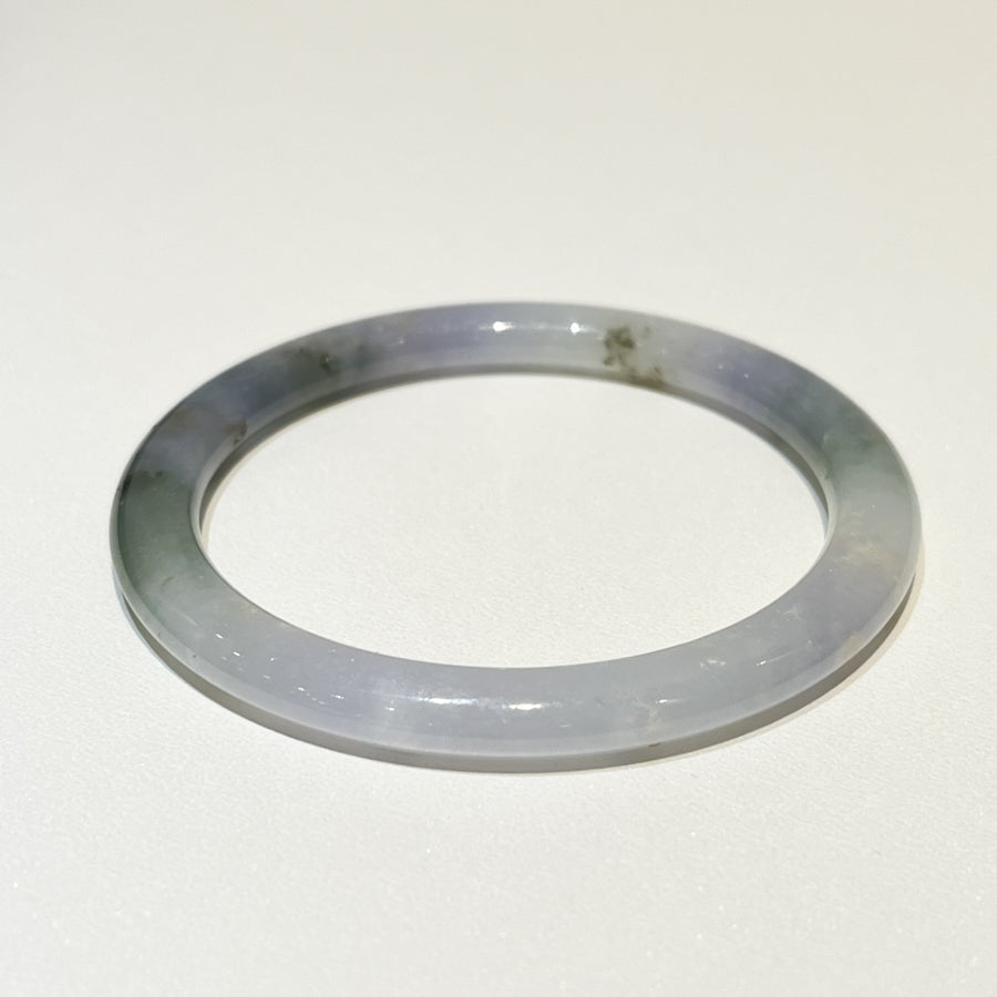 Tri-Color Jadeite Bangle – Purple, Green, Grey, Round, 56mm, Untreated Burmese Jadeite