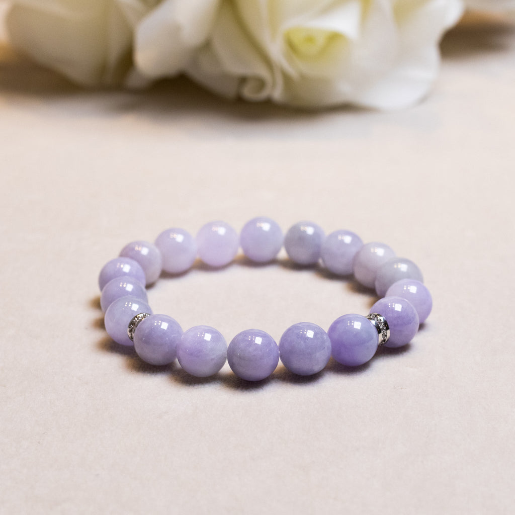 Burmese Purple Jade Bracelet, Jade Stone Bead Bracelet, Natural Jade Gemstone Bracelet, Jade Healing Jewelry, Jade Bracelet Man & Woman