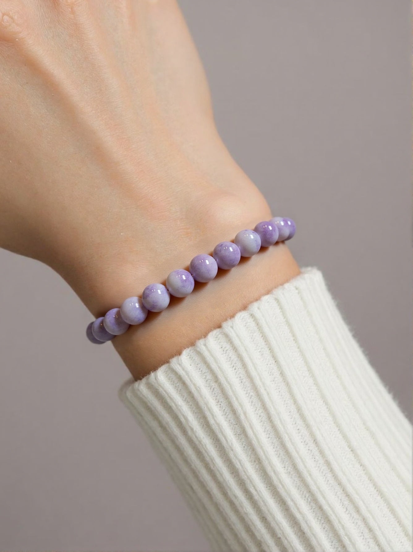 Burmese Jade Bracelet, Purple Jade Bead Bracelet, Natural Jade Gemstone, Jade Healing Jewelry, Jade Bracelet Men and Women, Purple Jade