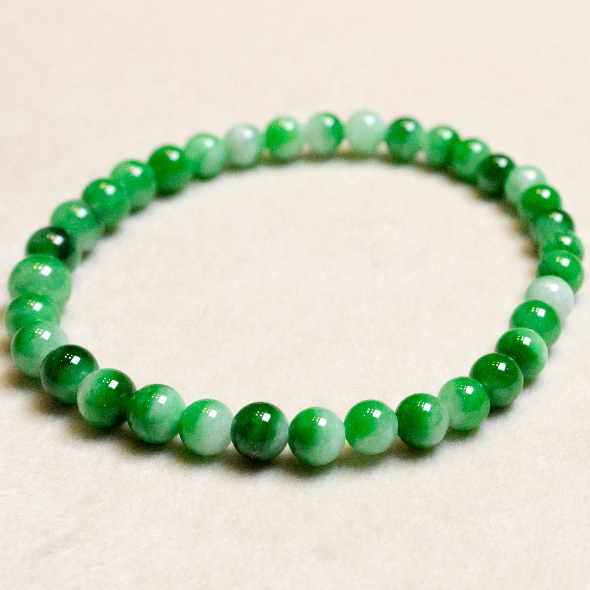 Imperial Green Jade Beaded Bracelet – Stretchy 17cm with 35 Natural Jade Beads (5mm-6mm)