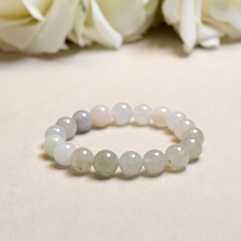 Multi-Color Natural Untreated Type-A Burmese Jadeite Beaded Bracelet