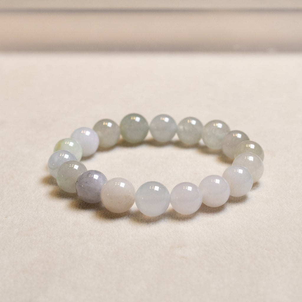 Multi-Color Natural Untreated Type-A Burmese Jadeite Beaded Bracelet