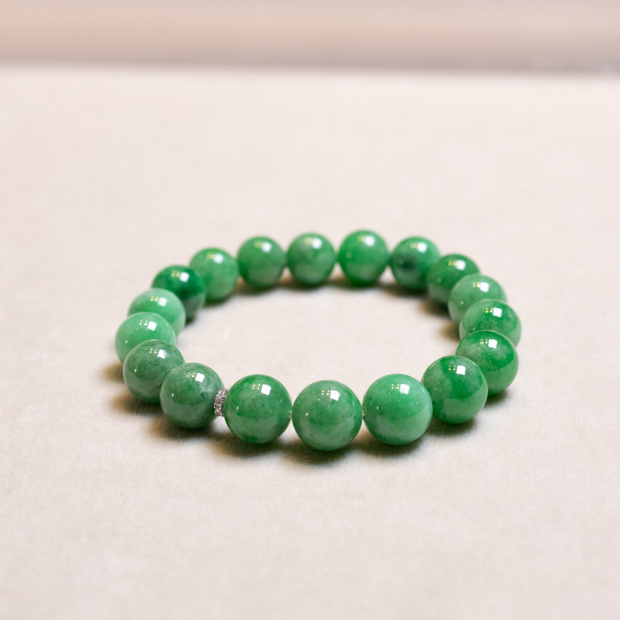 Gransky Jewellery Imperial Green Jade Beaded Bracelet - 17cm