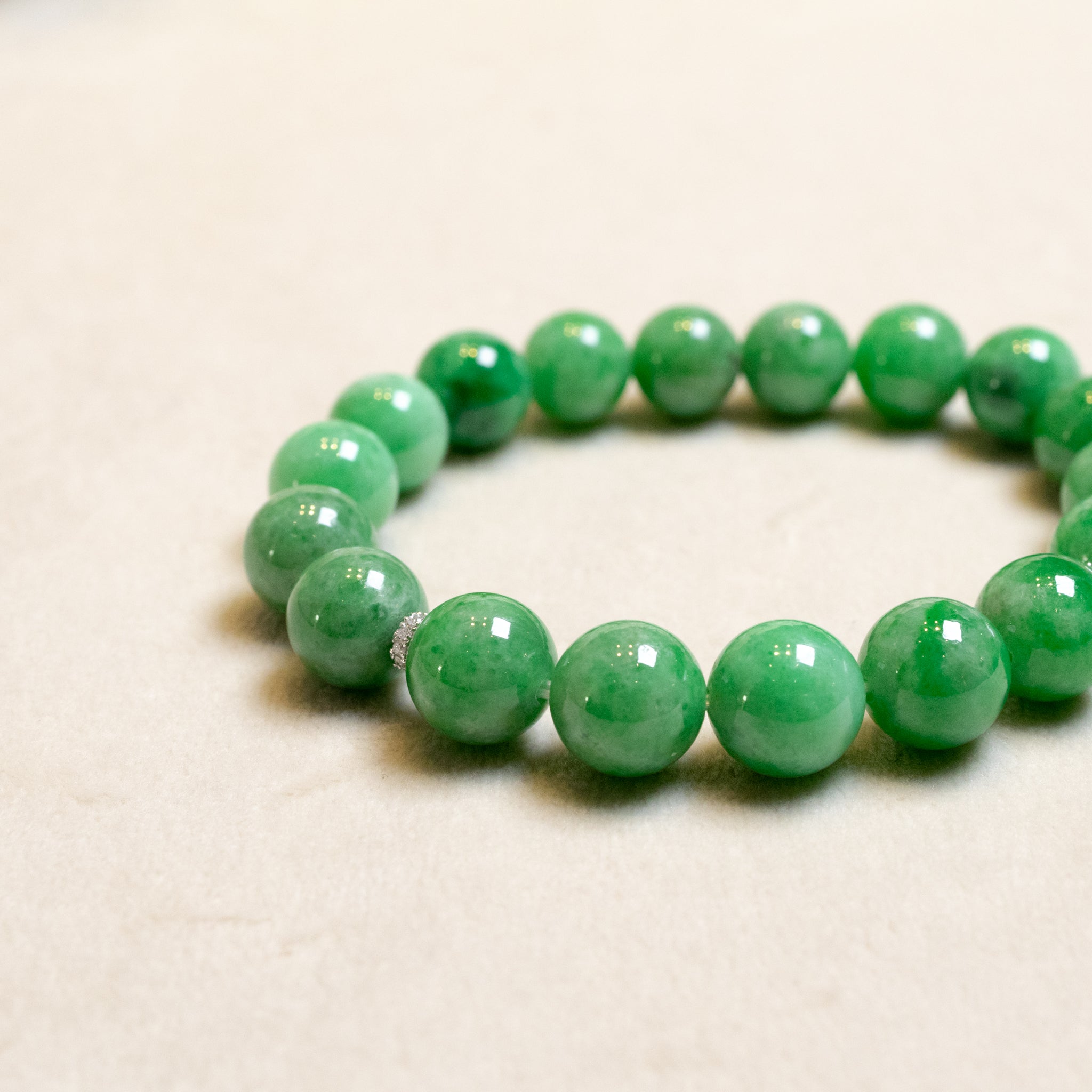 Gransky Jewellery Imperial Green Jade Beaded Bracelet - 17cm