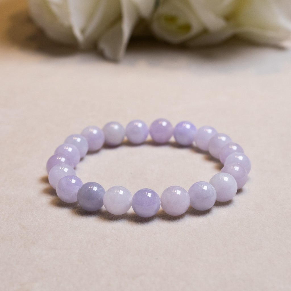 18cm Burmese Jade Bracelet, Purple Jade Bead Bracelet, Natural Jade Gemstone, Jade Healing Jewelry, Jade Bracelet Men and Women