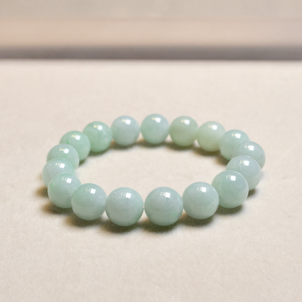 Gransky Jewellery Light Green Type-A Jadeite Stretch Bracelet - 17cm, 10-10.9mm