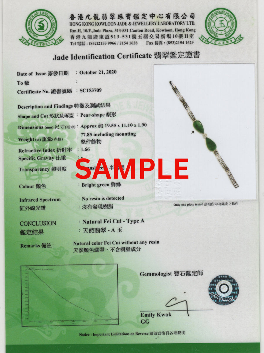 Jade Certification issued by HKKJJLL Hardcopy (Non-refundable Item)