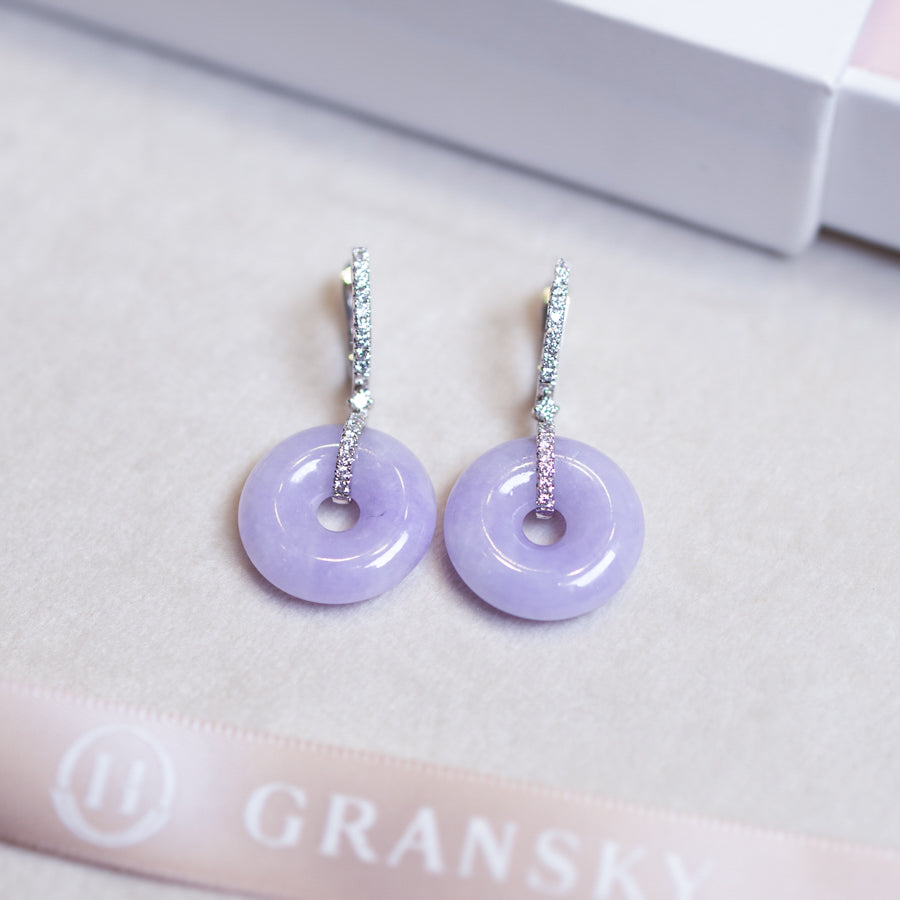 Intense Purple Donut Jade Hoop Earring Natural Certified Type A