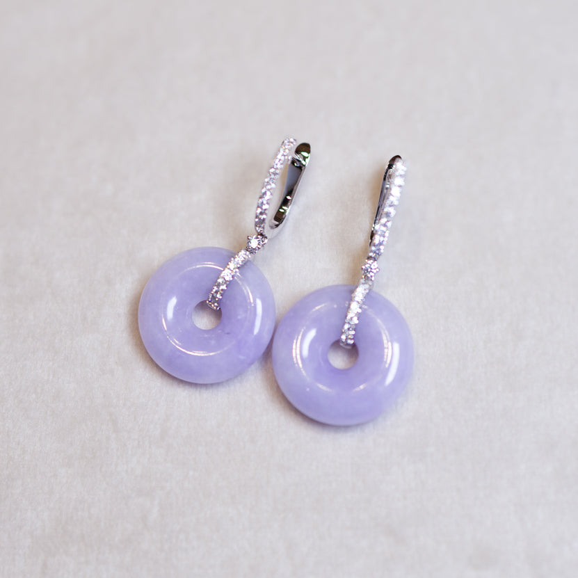 Intense Purple Donut Jade Hoop Earring Natural Certified Type A