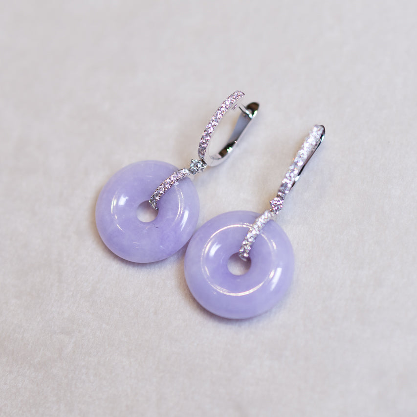 Intense Purple Donut Jade Hoop Earring Natural Certified Type A