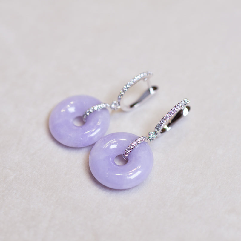 Intense Purple Donut Jade Hoop Earring Natural Certified Type A