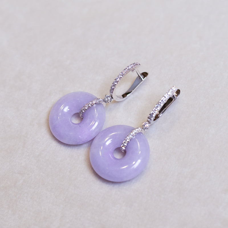 Intense Purple Donut Jade Hoop Earring Natural Certified Type A
