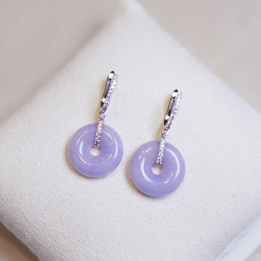 Intense Purple Donut Jade Hoop Earring Natural Certified Type A