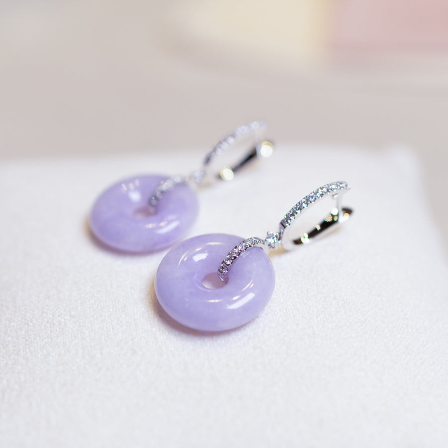 Intense Purple Donut Jade Hoop Earring Natural Certified Type A