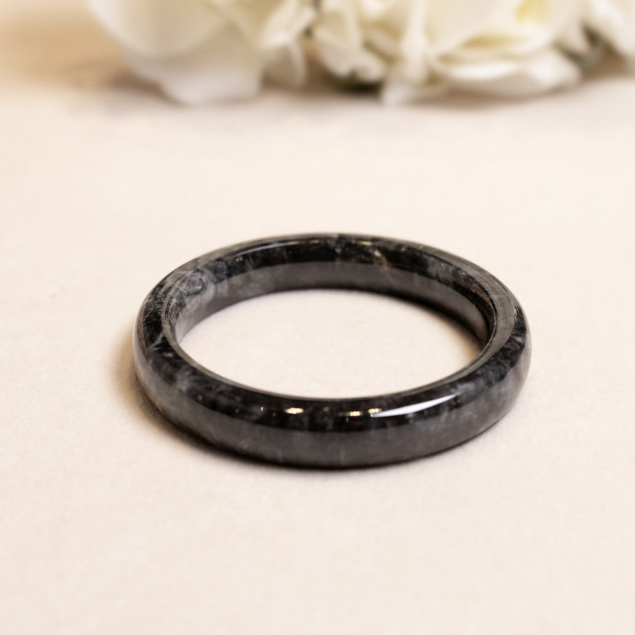 54-60mm Natural Black Jade Bangle Bracelet Gold Scattering - Various Sizes Available