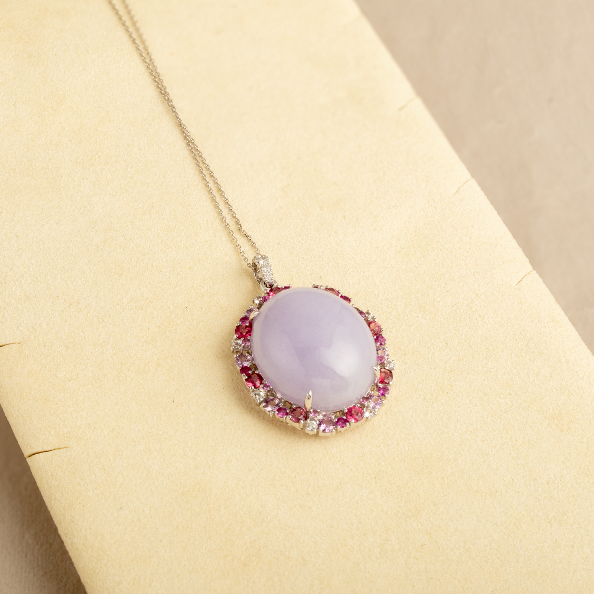 GRANSKY X KATHERINE 18K Gold Large Size Cabochon Purple Jade Pendant Necklace