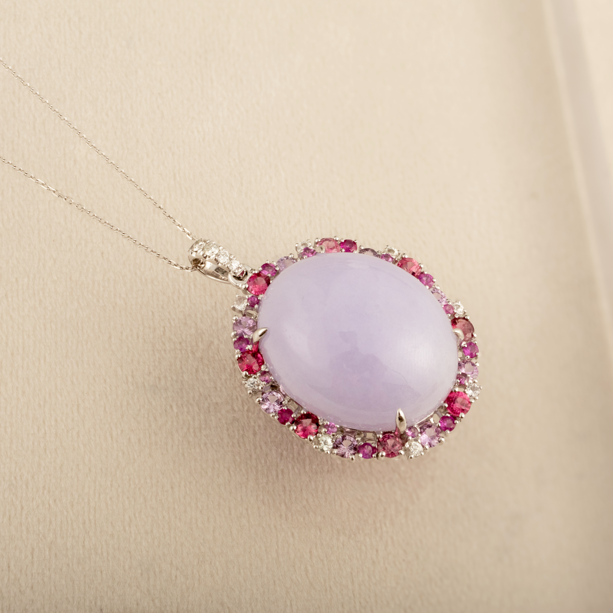 GRANSKY X KATHERINE 18K Gold Large Size Cabochon Purple Jade Pendant Necklace