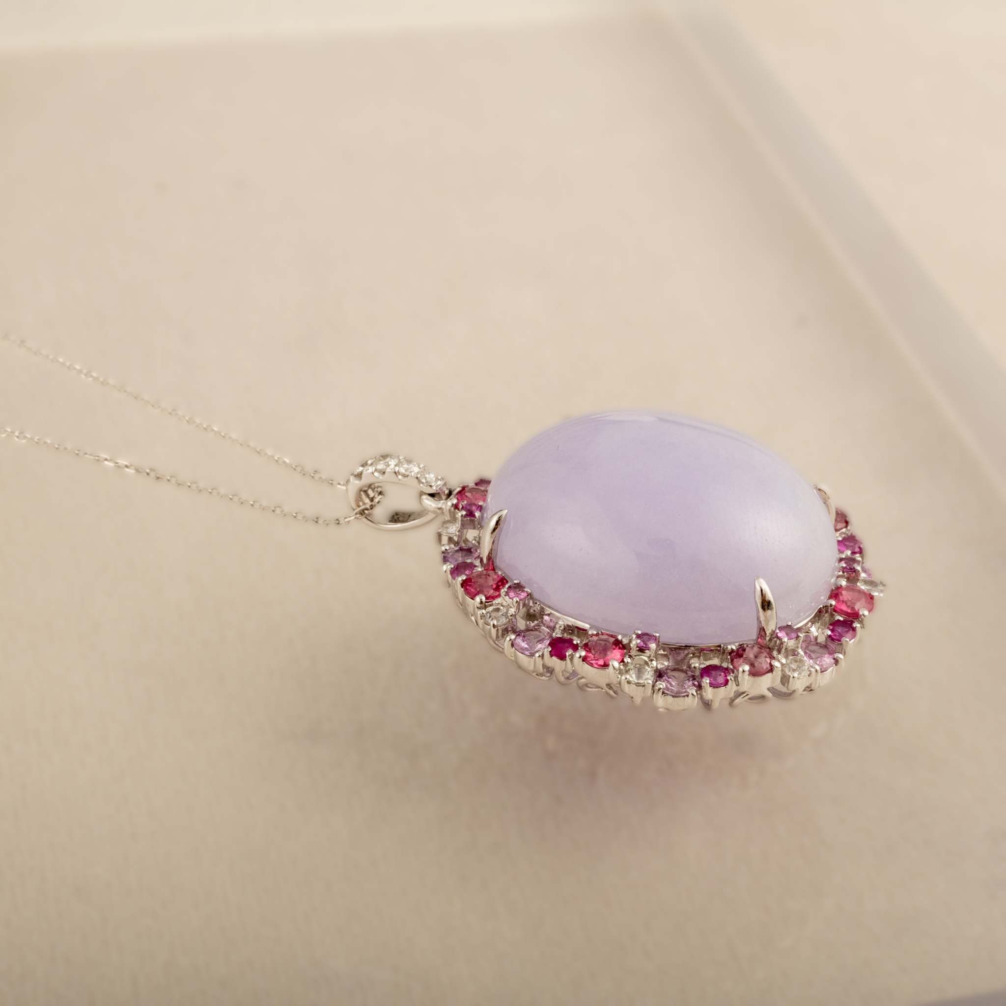 GRANSKY X KATHERINE 18K Gold Large Size Cabochon Purple Jade Pendant Necklace