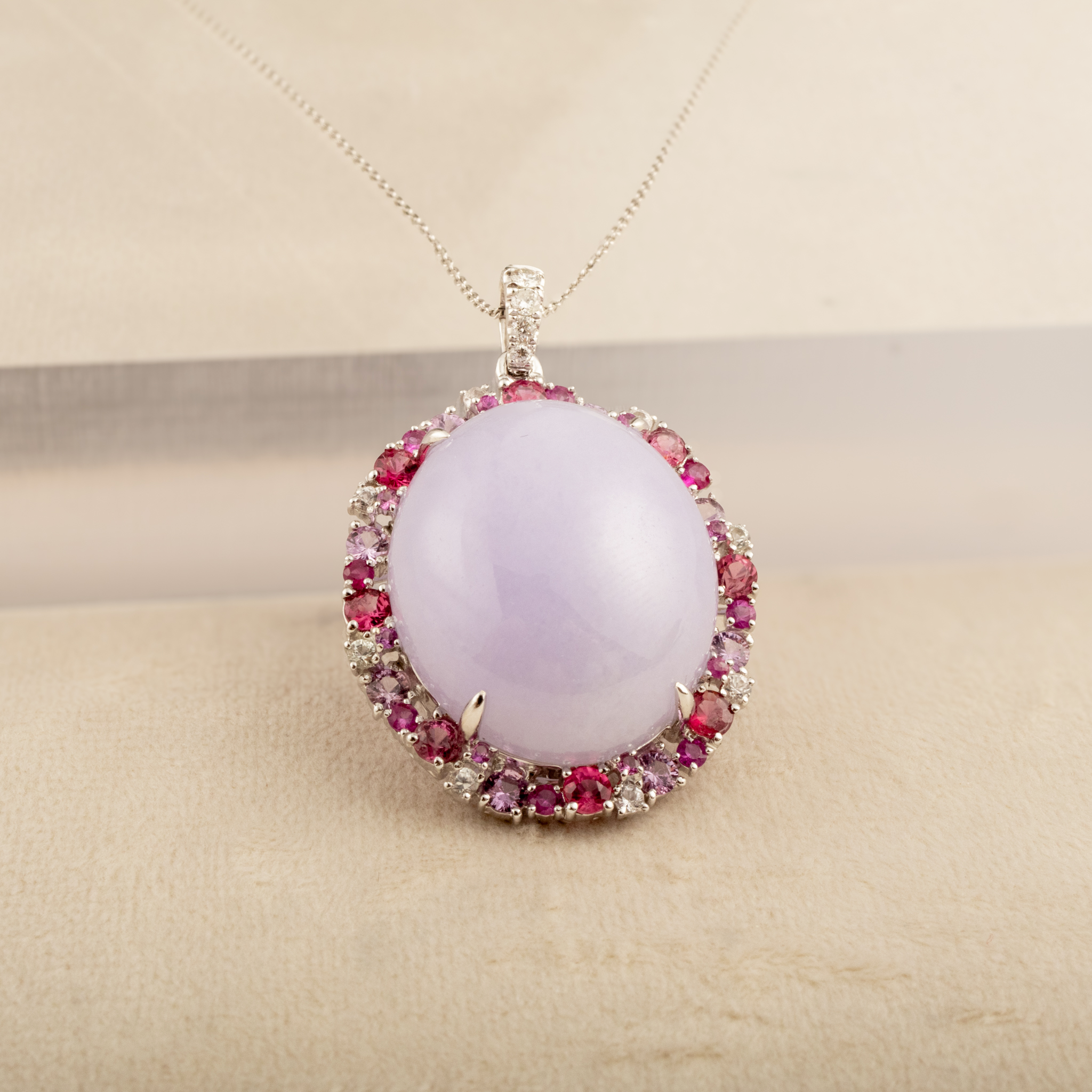 GRANSKY X KATHERINE 18K Gold Large Size Cabochon Purple Jade Pendant Necklace