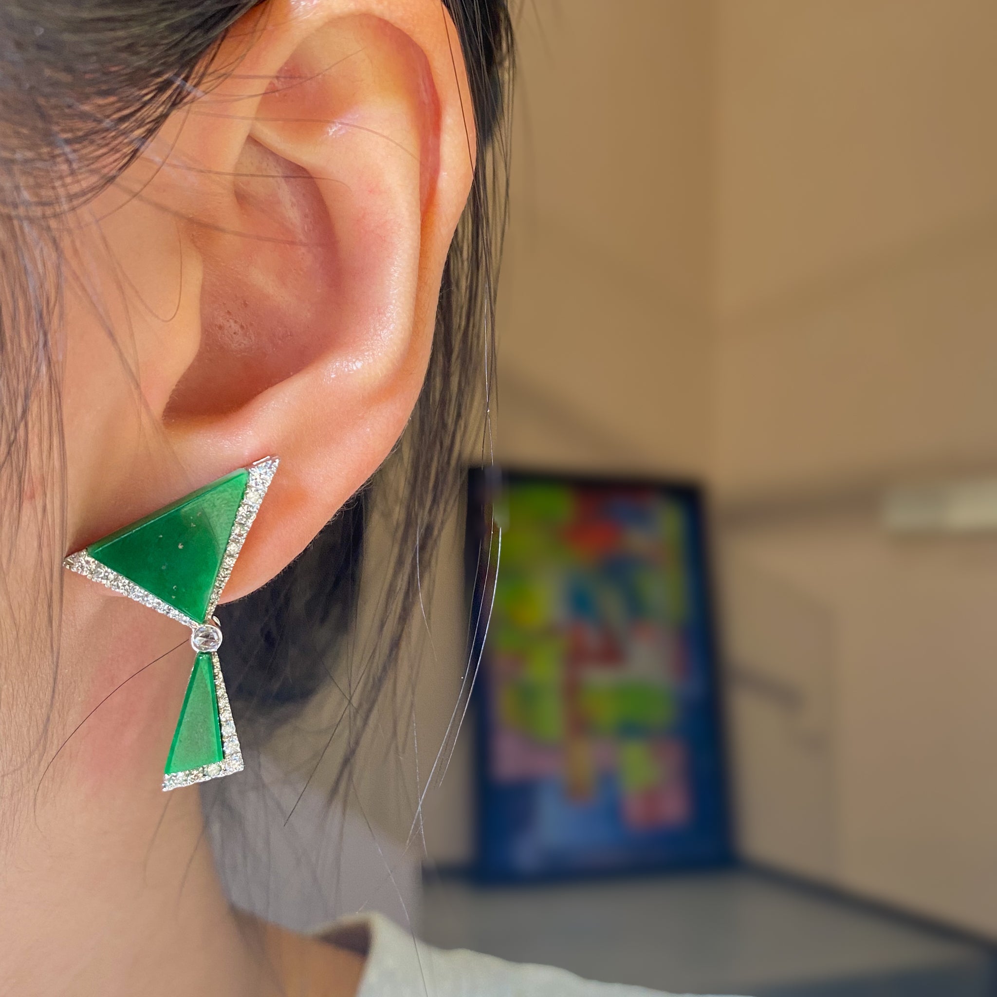 GRANSKY X KATHERINE 18K Gold Natural Diamond and Jade Earring