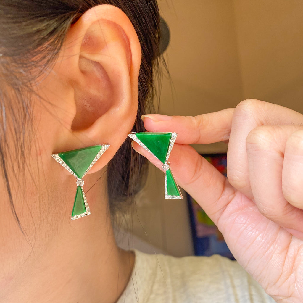 GRANSKY X KATHERINE 18K Gold Natural Diamond and Jade Earring