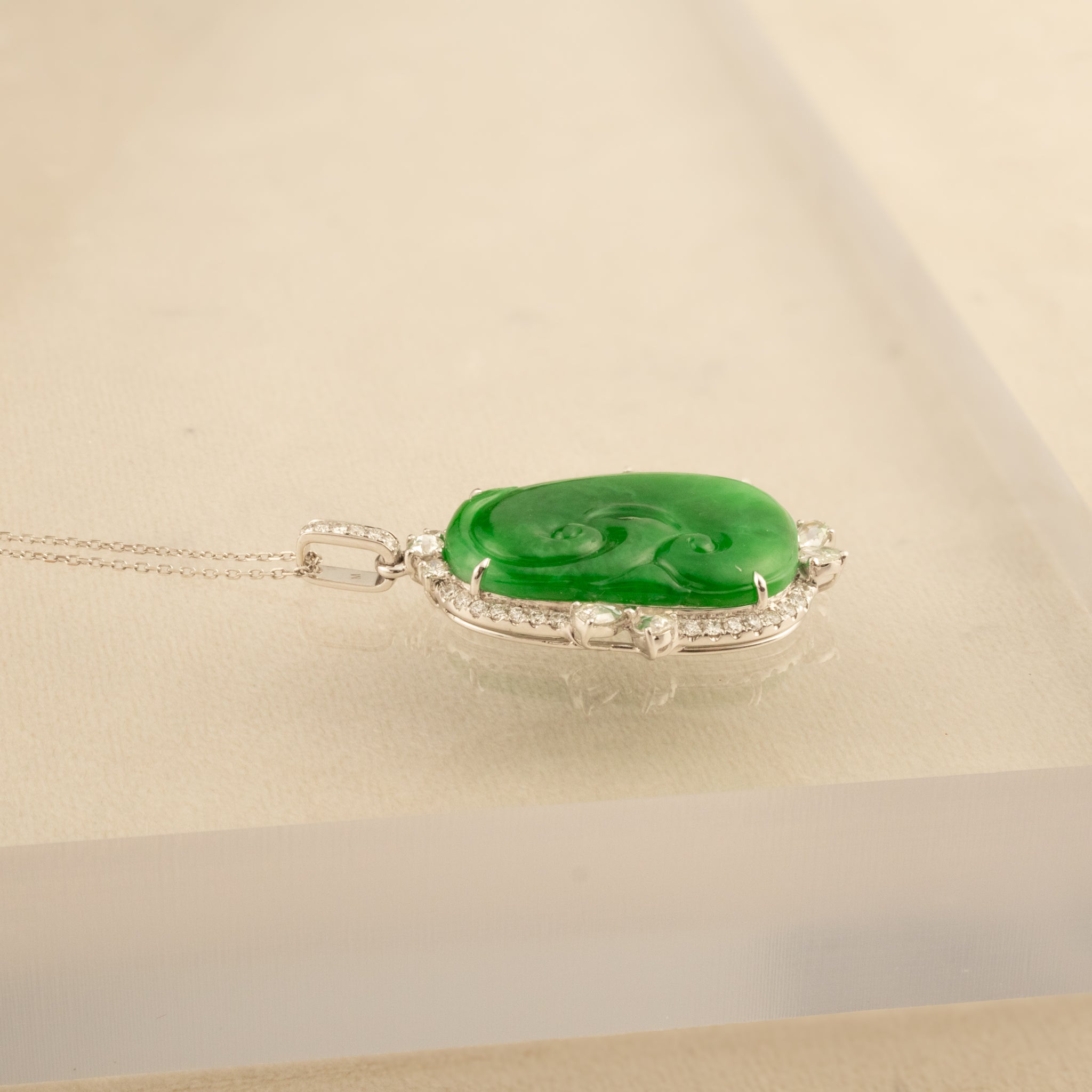 18K Gold Jade Ruyi Pendant Necklace with Diamonds, GRANSKY X KATHERINE