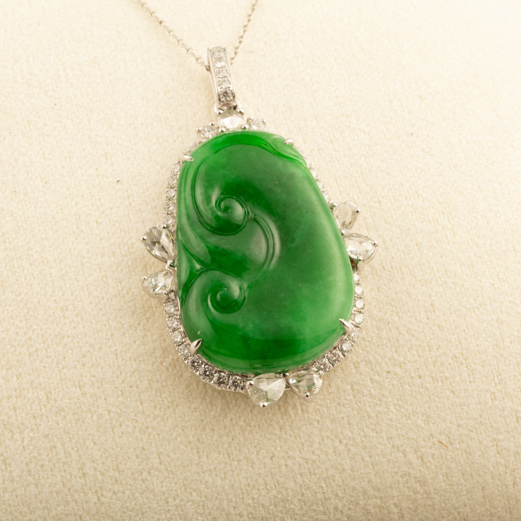 18K Gold Jade Ruyi Pendant Necklace with Diamonds, GRANSKY X KATHERINE