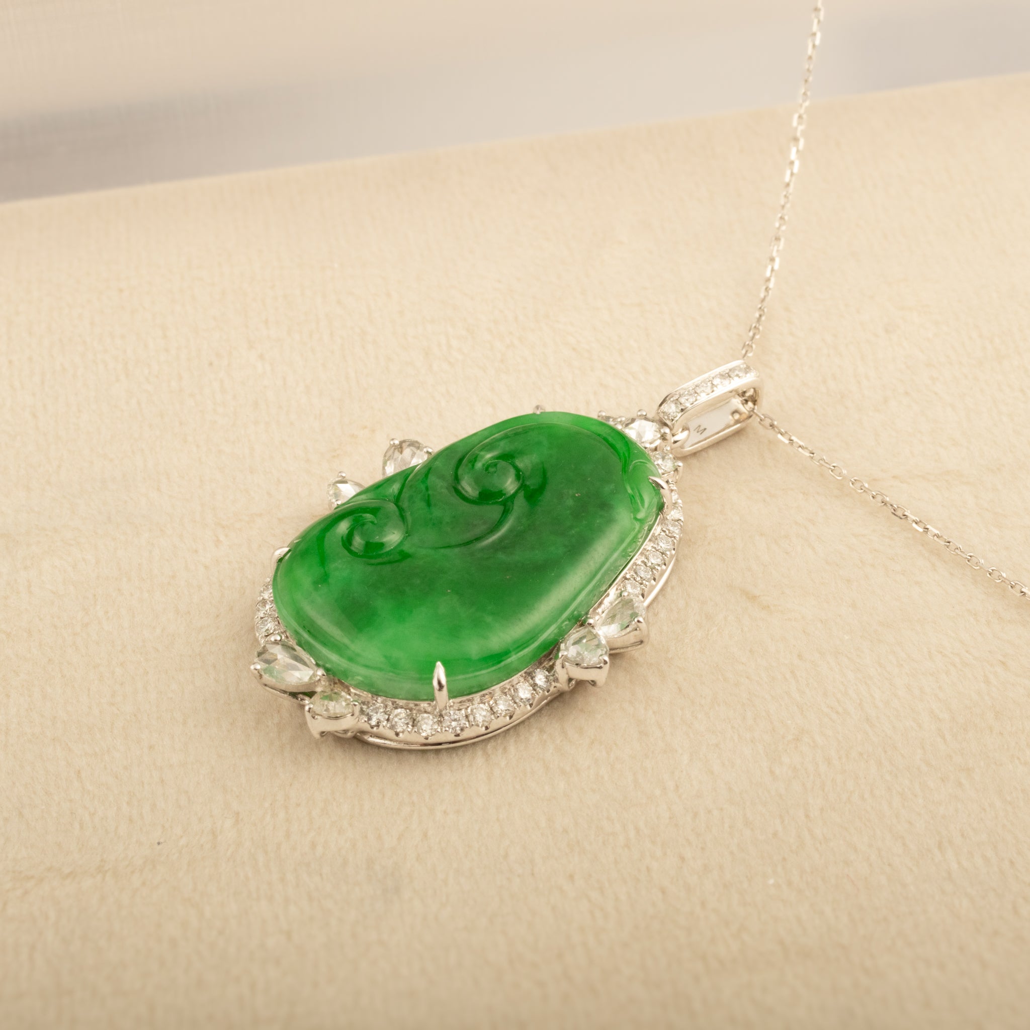 18K Gold Jade Ruyi Pendant Necklace with Diamonds, GRANSKY X KATHERINE
