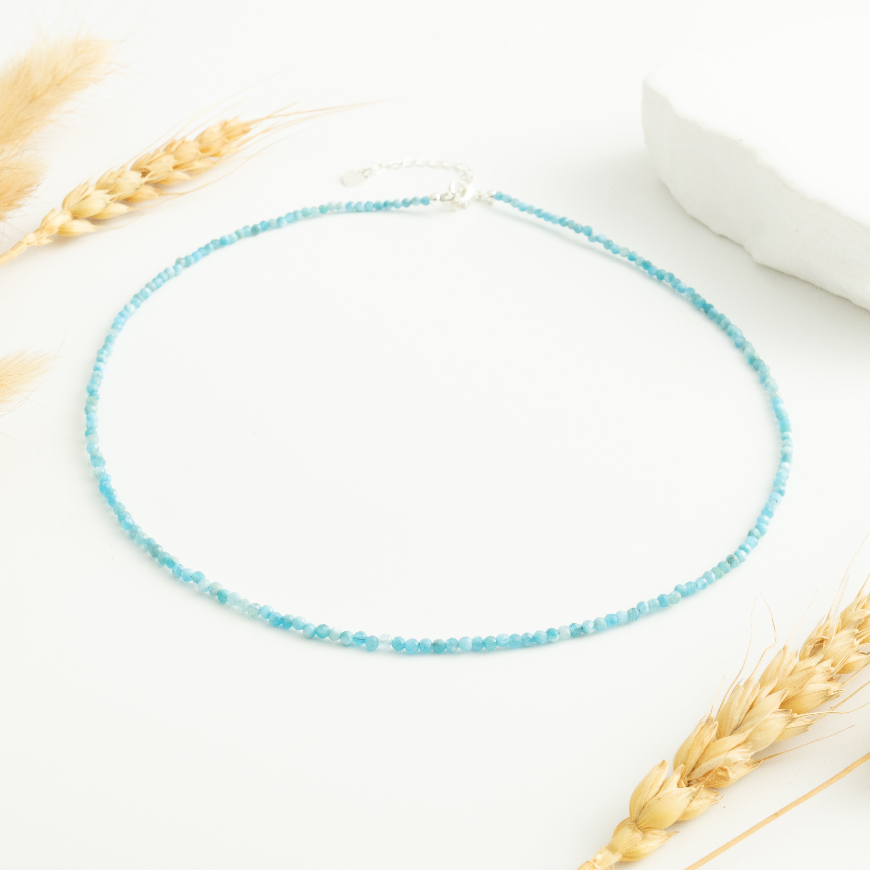 Gransky Tiny Larimar Gemstone Beaded Minimalist Necklace