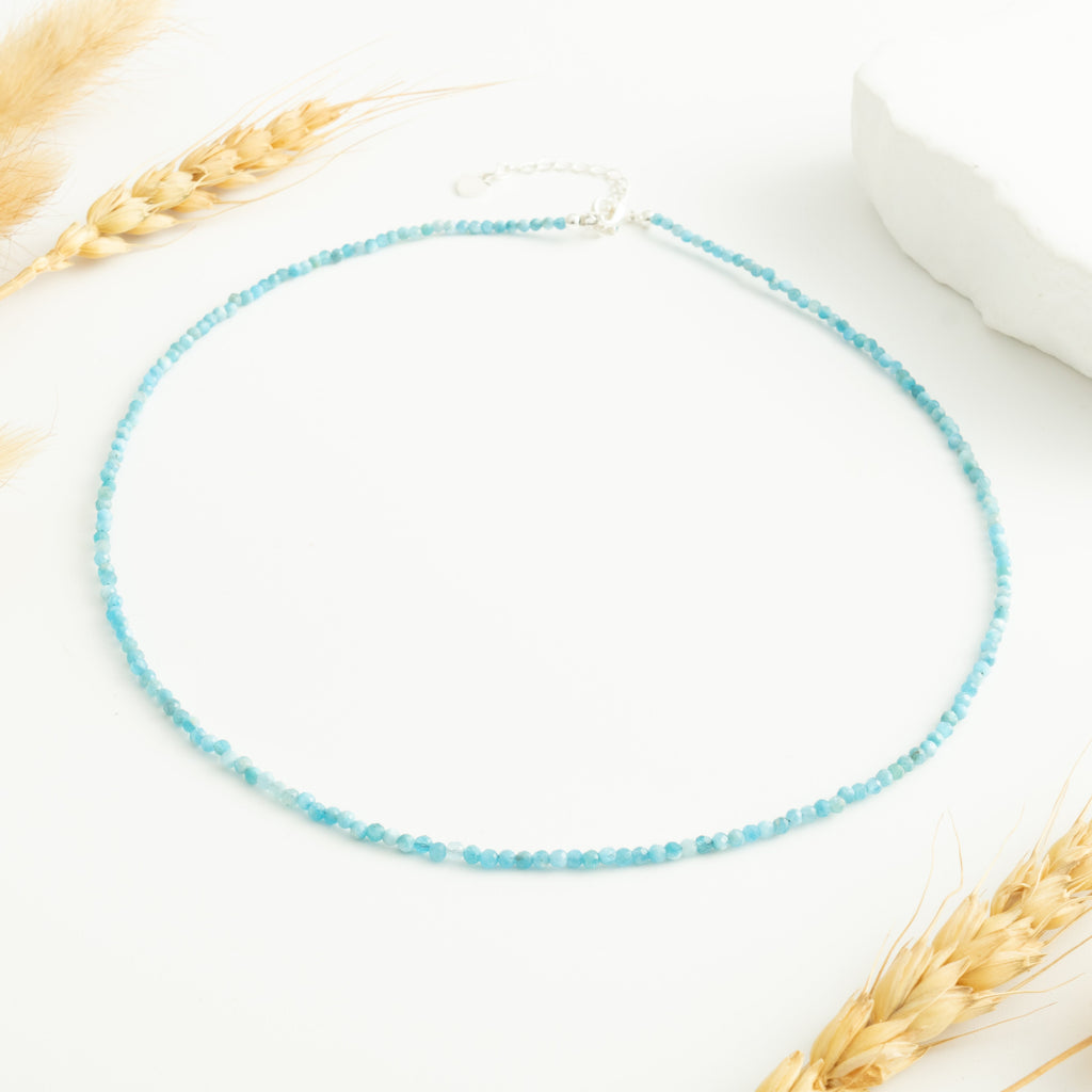 Gransky Tiny Larimar Gemstone Beaded Minimalist Necklace