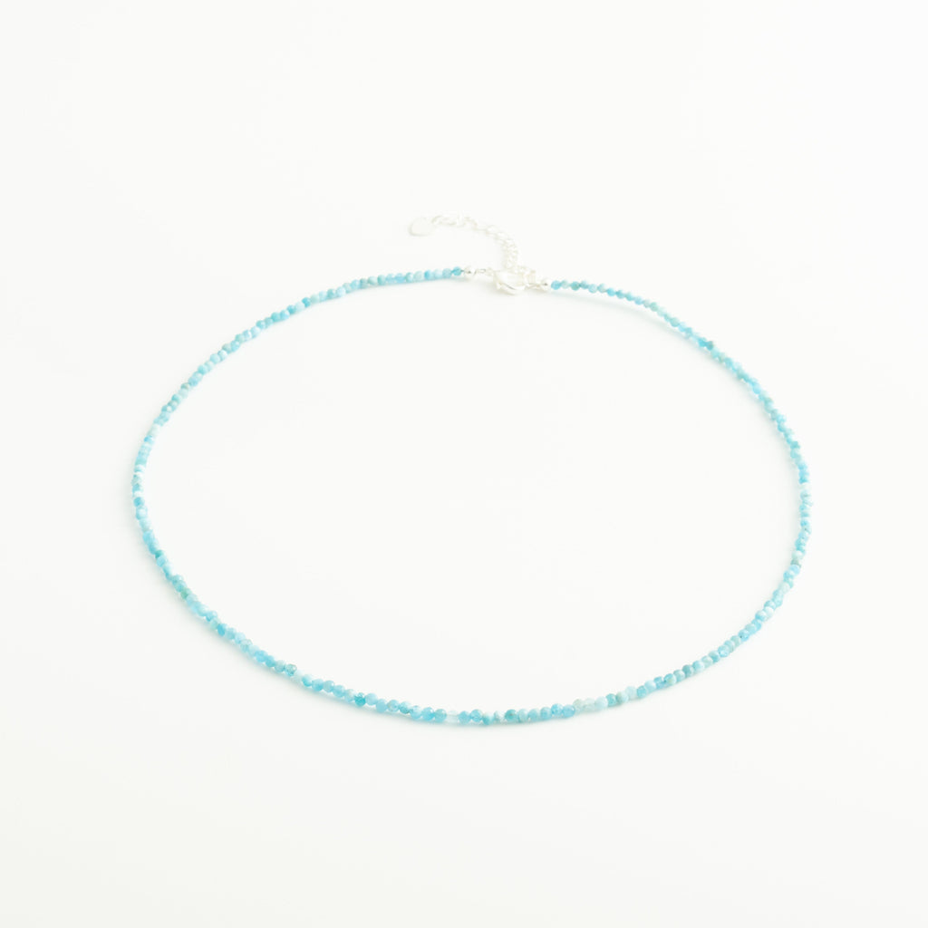Gransky Tiny Larimar Gemstone Beaded Minimalist Necklace