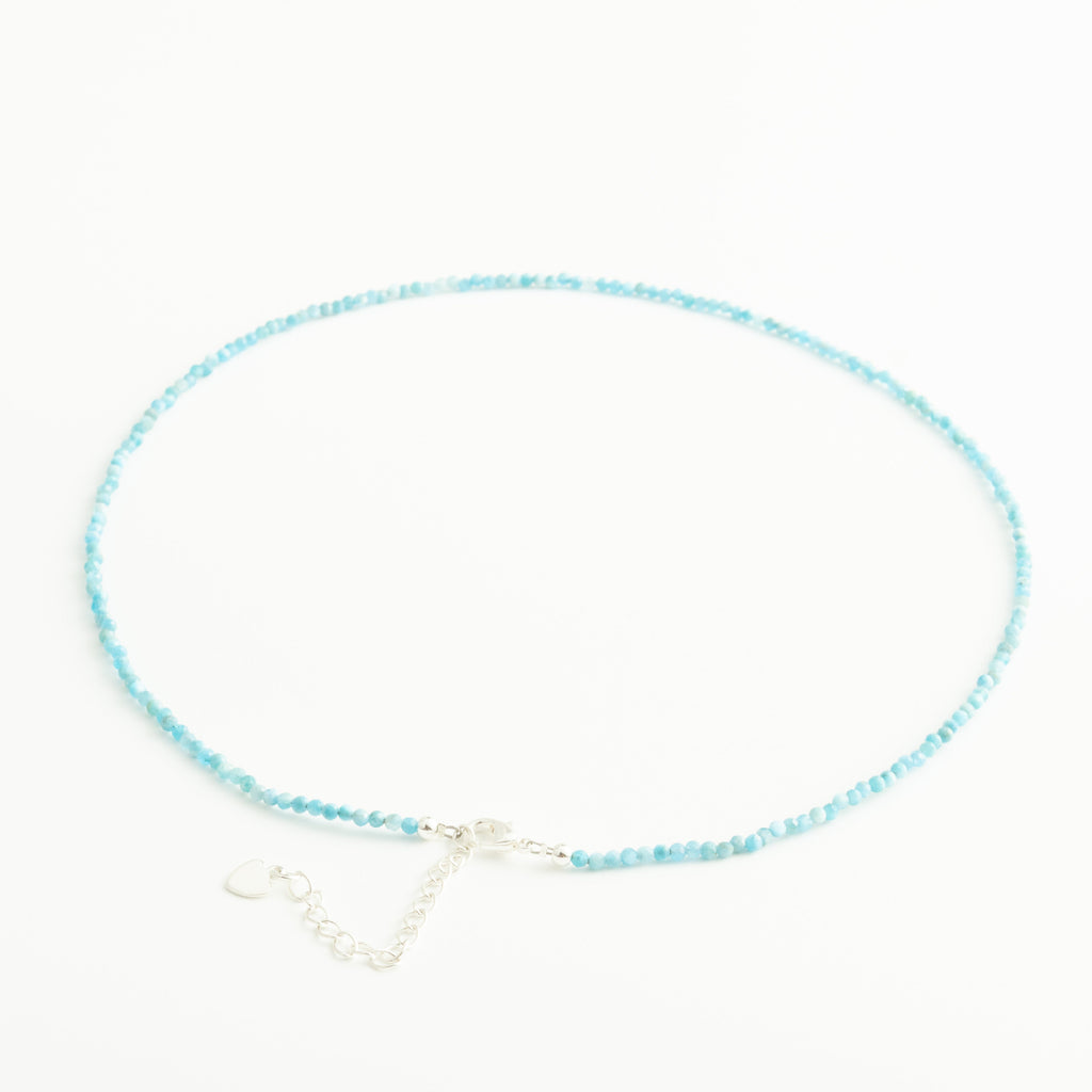 Gransky Tiny Larimar Gemstone Beaded Minimalist Necklace