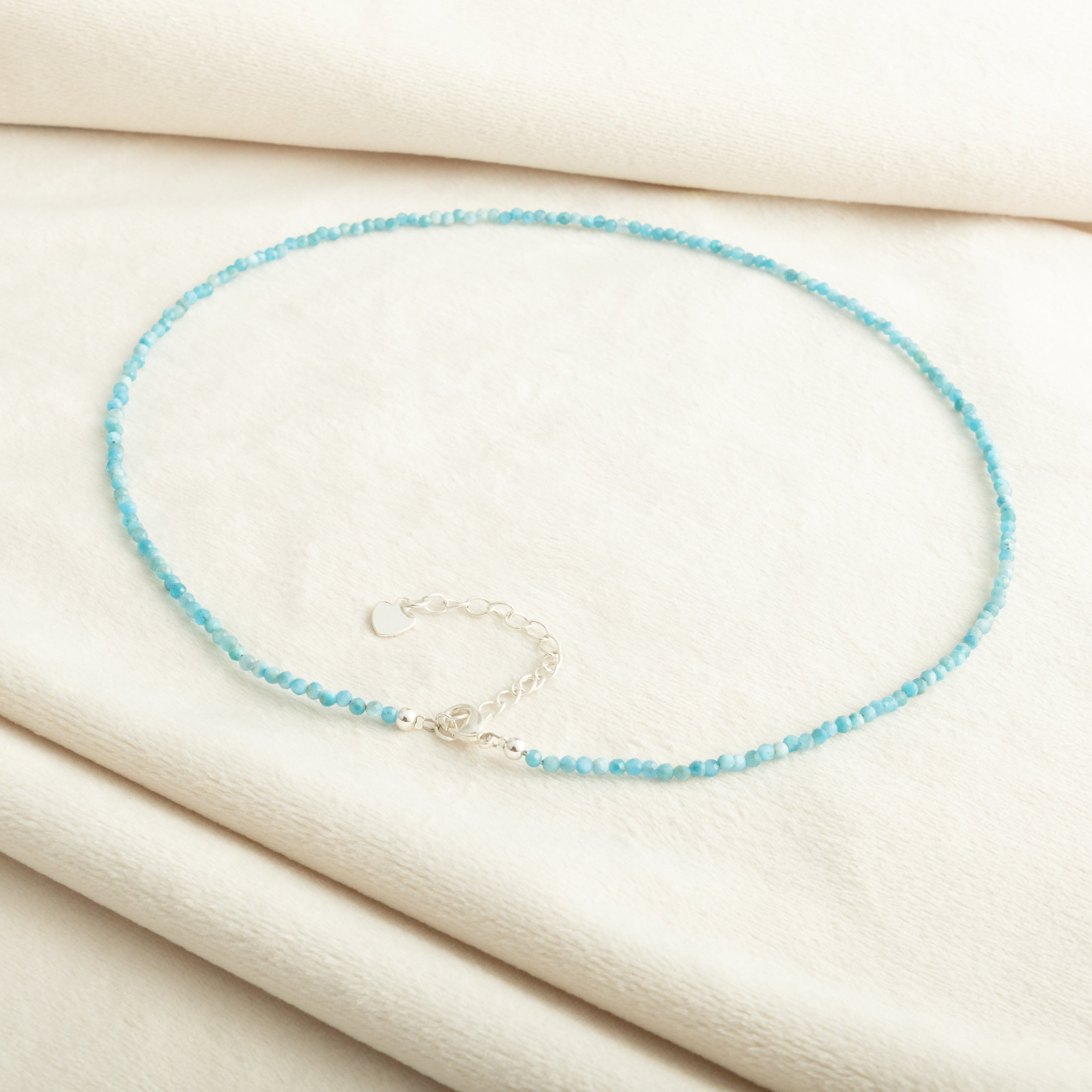 Gransky Tiny Larimar Gemstone Beaded Minimalist Necklace