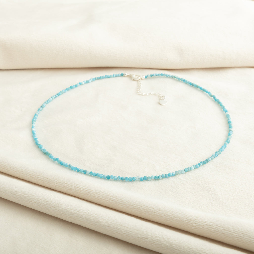 Gransky Tiny Larimar Gemstone Beaded Minimalist Necklace