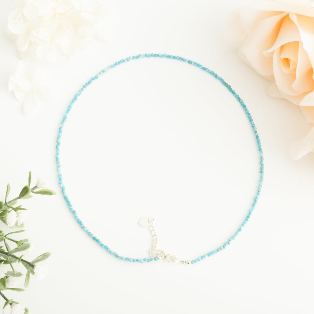 Gransky Tiny Larimar Gemstone Beaded Minimalist Necklace