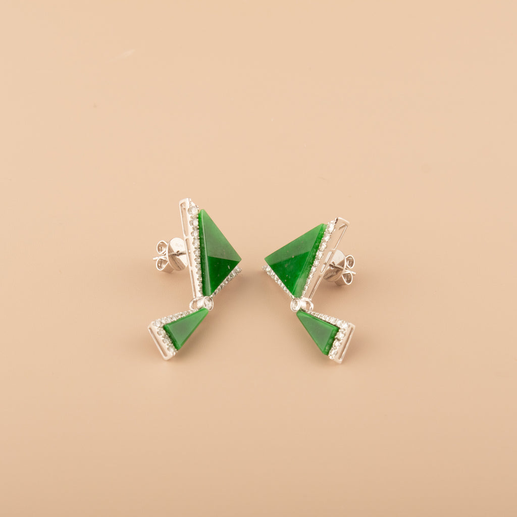 GRANSKY X KATHERINE 18K Gold Natural Diamond and Jade Earring