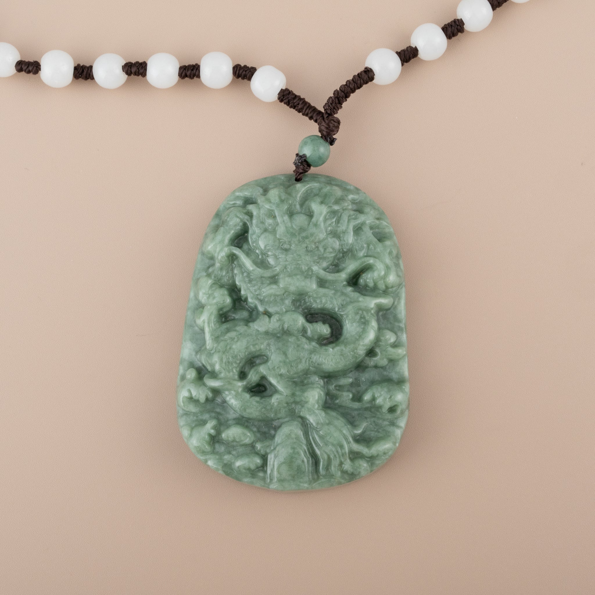 Gransky Green Jade Dragon Amulet Pendant for Men