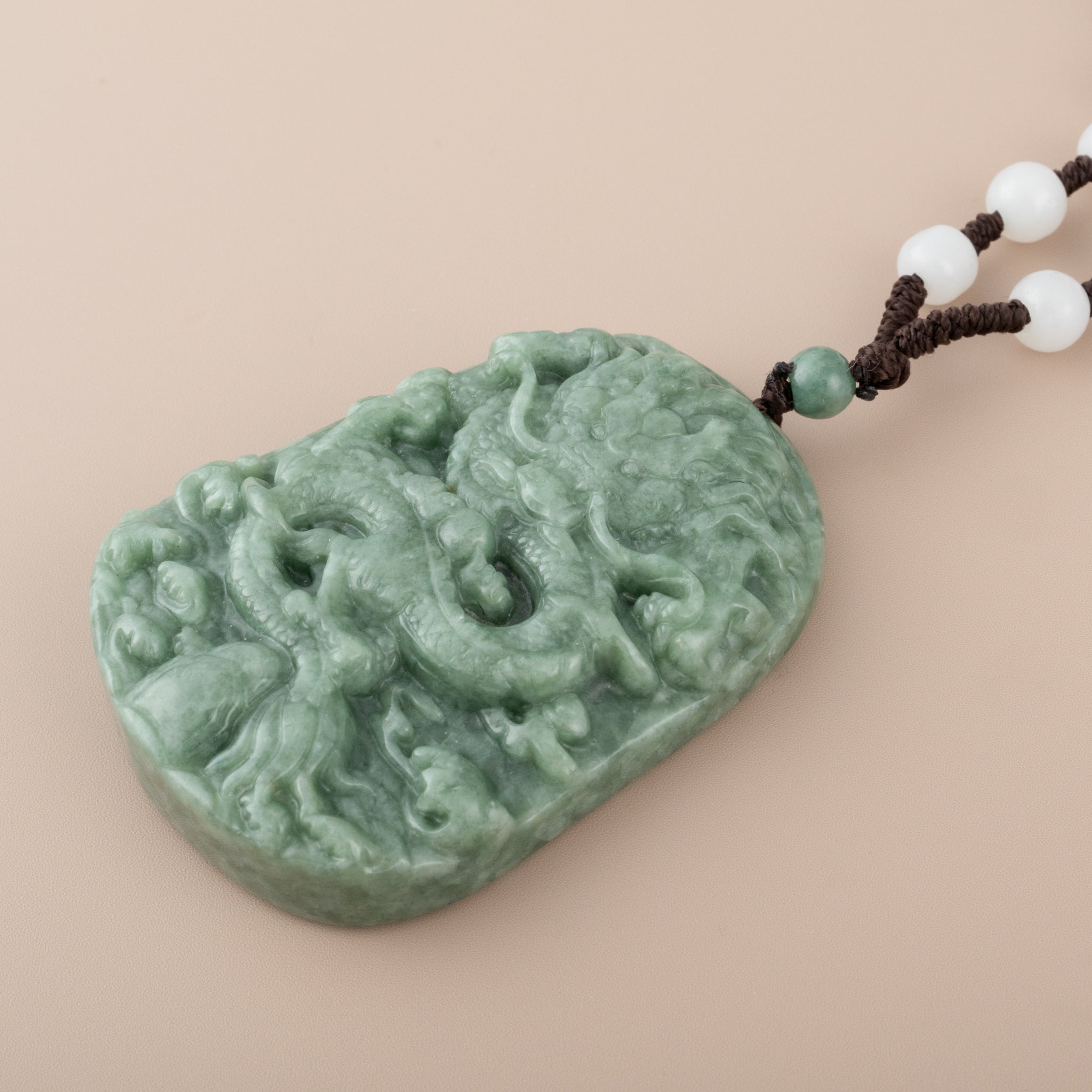 Gransky Green Jade Dragon Amulet Pendant for Men