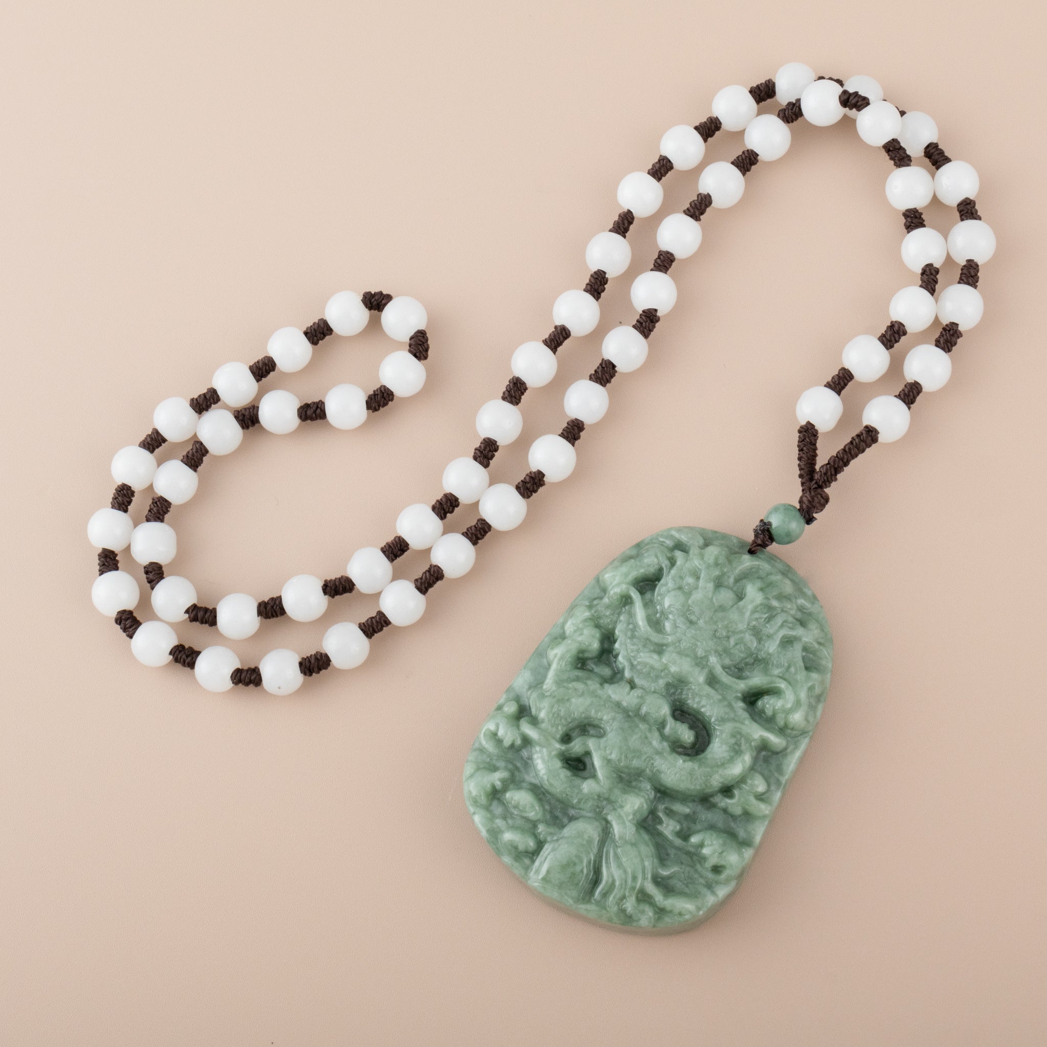 Gransky Green Jade Dragon Amulet Pendant for Men