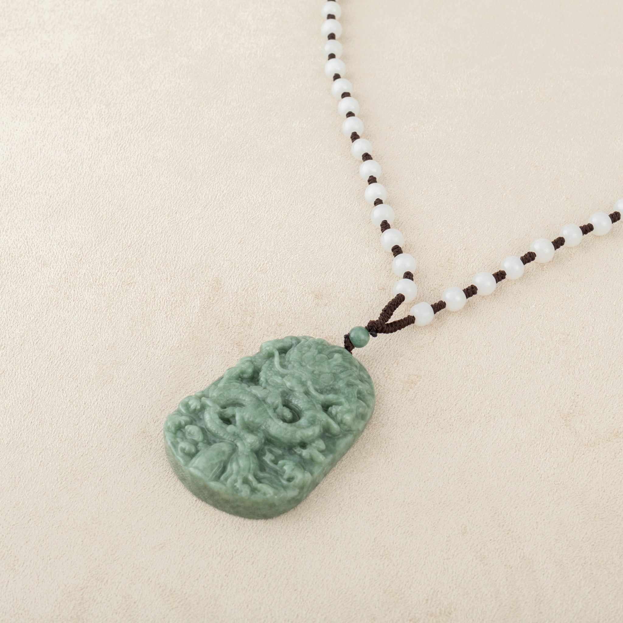 Gransky Green Jade Dragon Amulet Pendant for Men