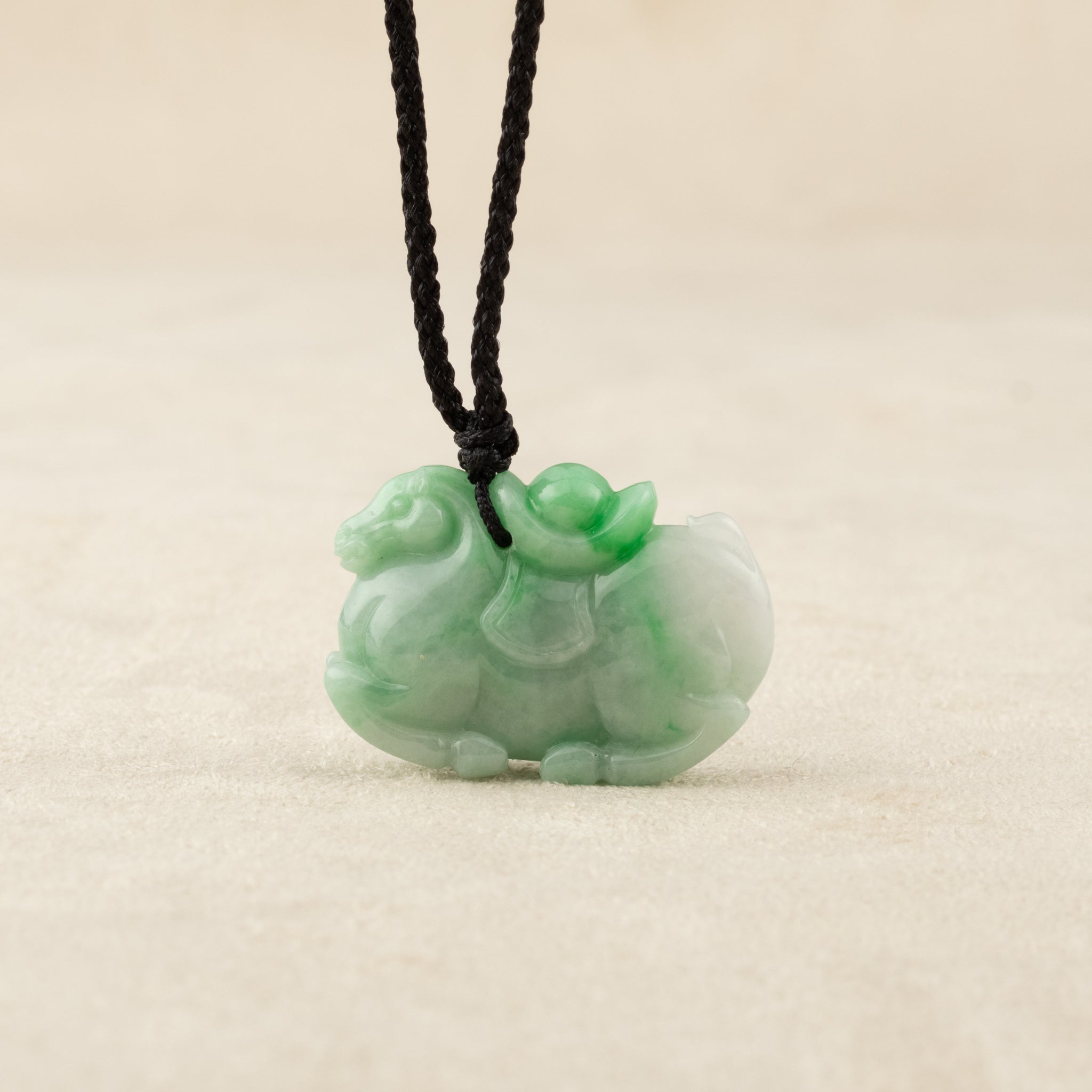 Natural Burmese Type A Jadeite Horse Pendant
