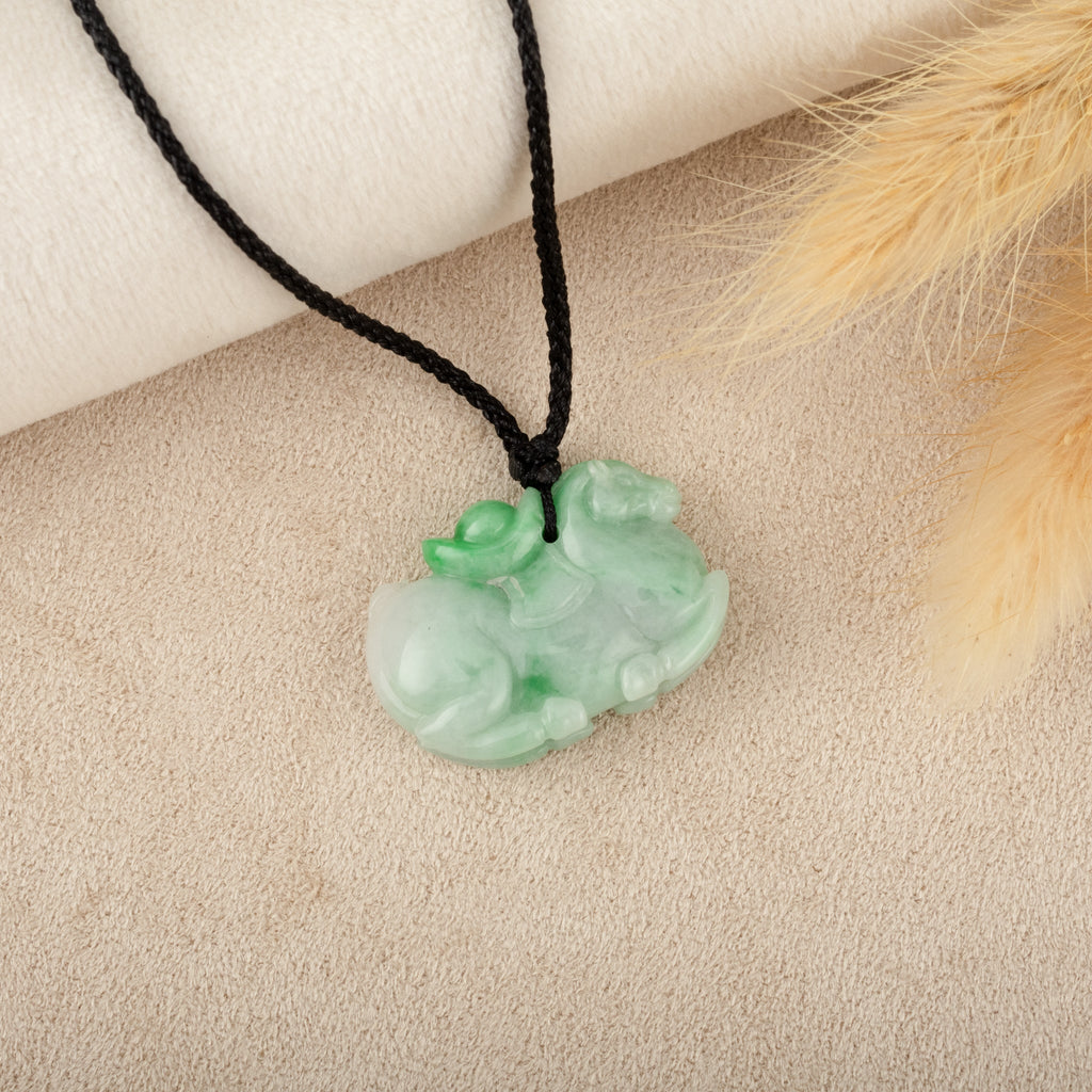 Natural Burmese Type A Jadeite Horse Pendant
