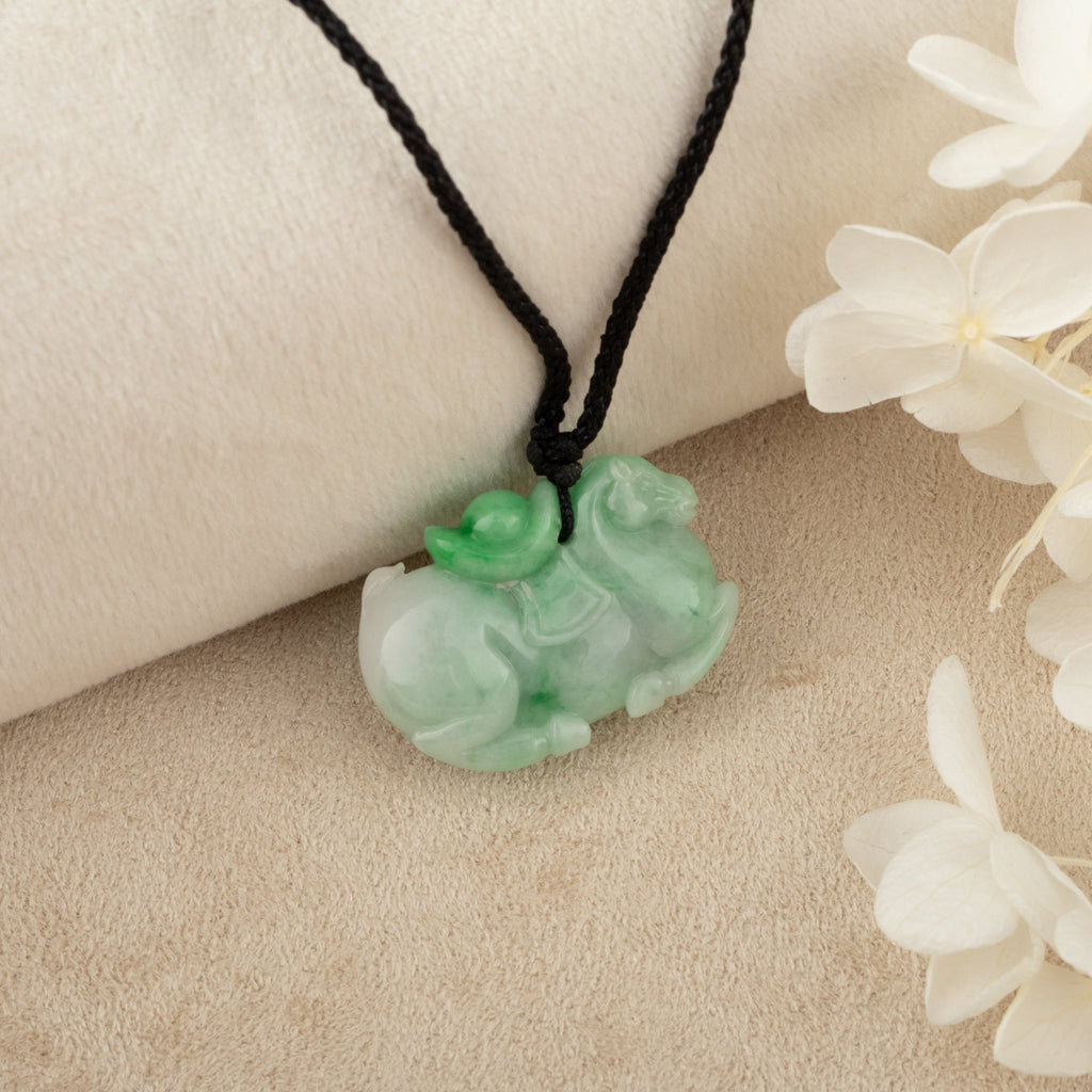 Natural Burmese Type A Jadeite Horse Pendant