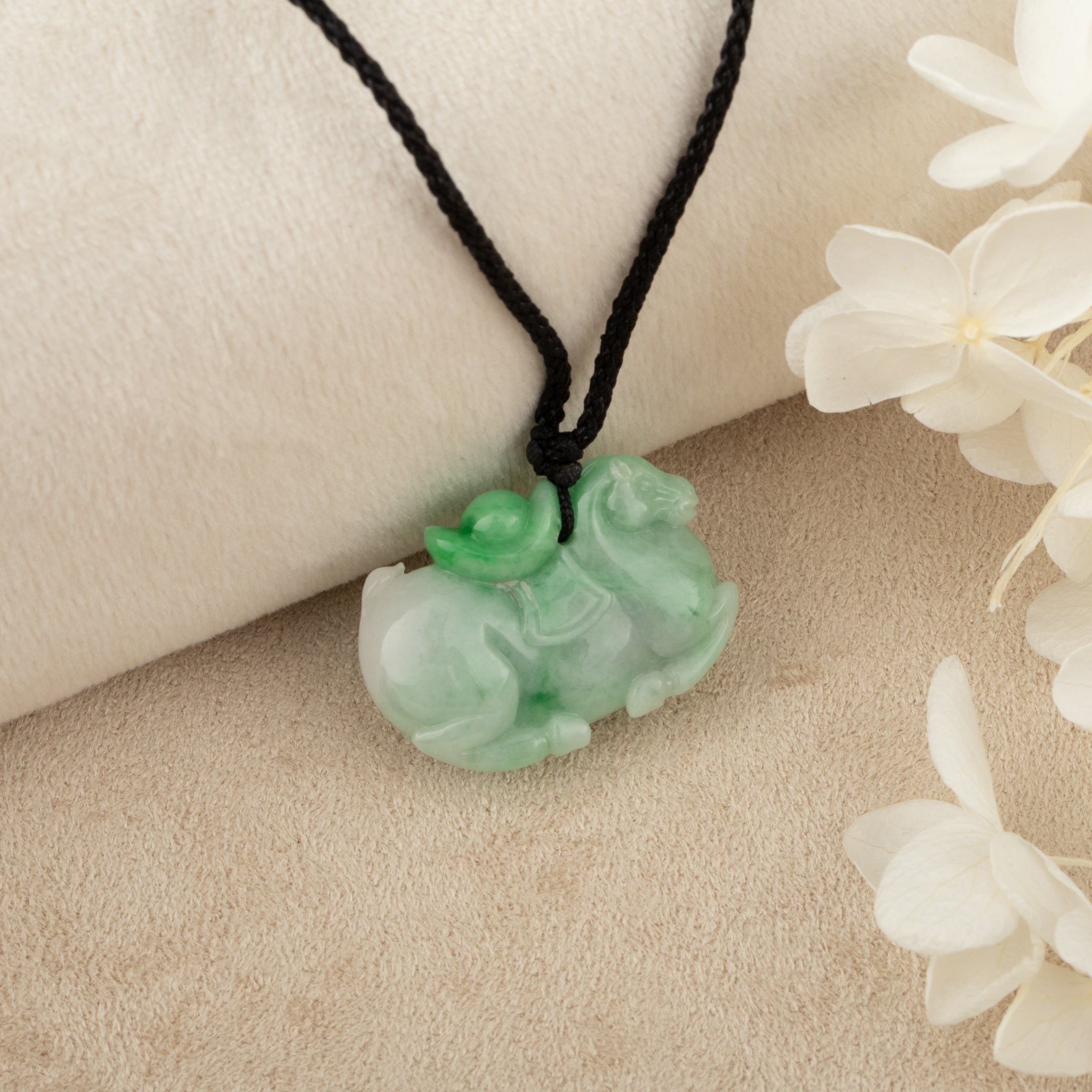 Natural Burmese Type A Jadeite Horse Pendant