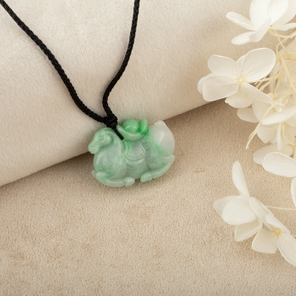 Natural Burmese Type A Jadeite Horse Pendant