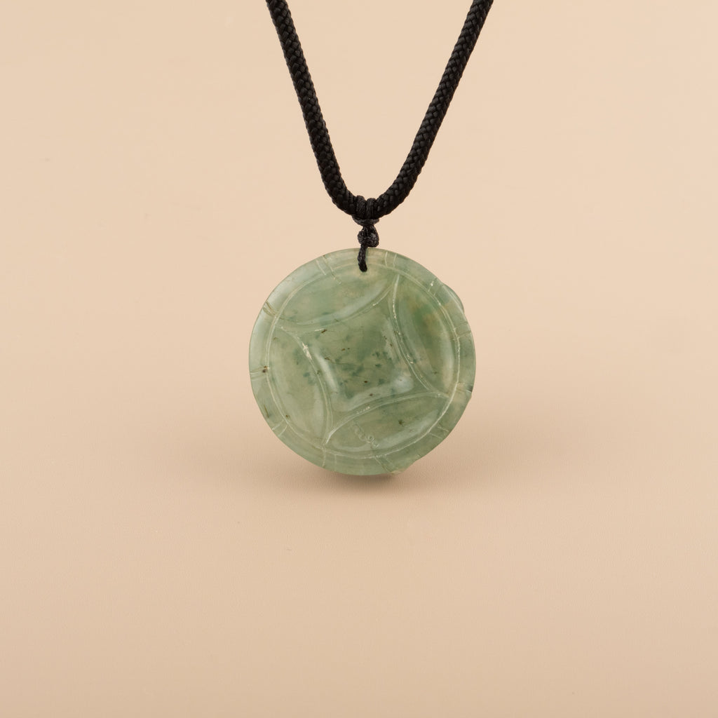 Hand Carved Frog Jade Pendant Natural Burmese Jadeite, Lucky Coin Back
