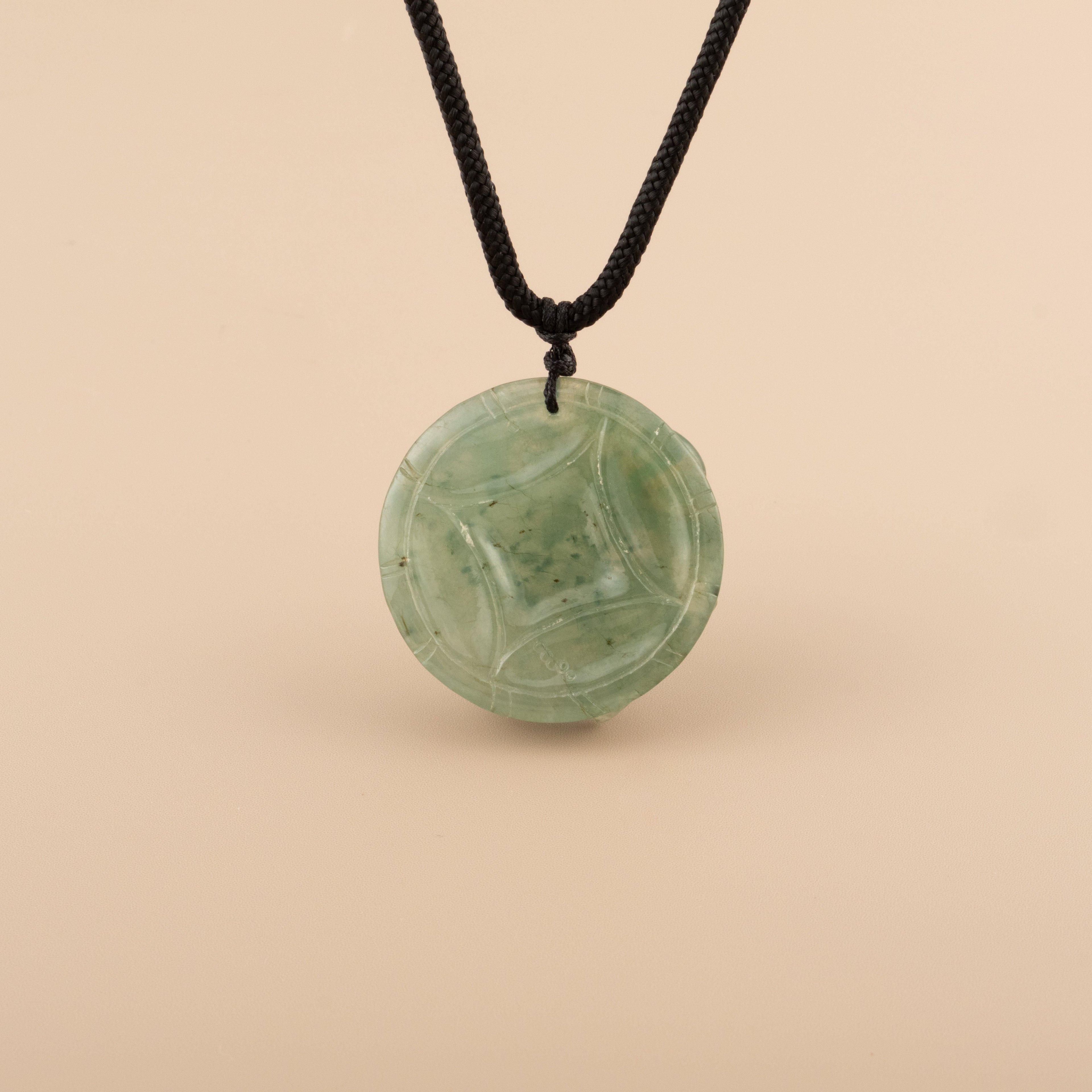 Hand Carved Frog Jade Pendant Natural Burmese Jadeite, Lucky Coin Back