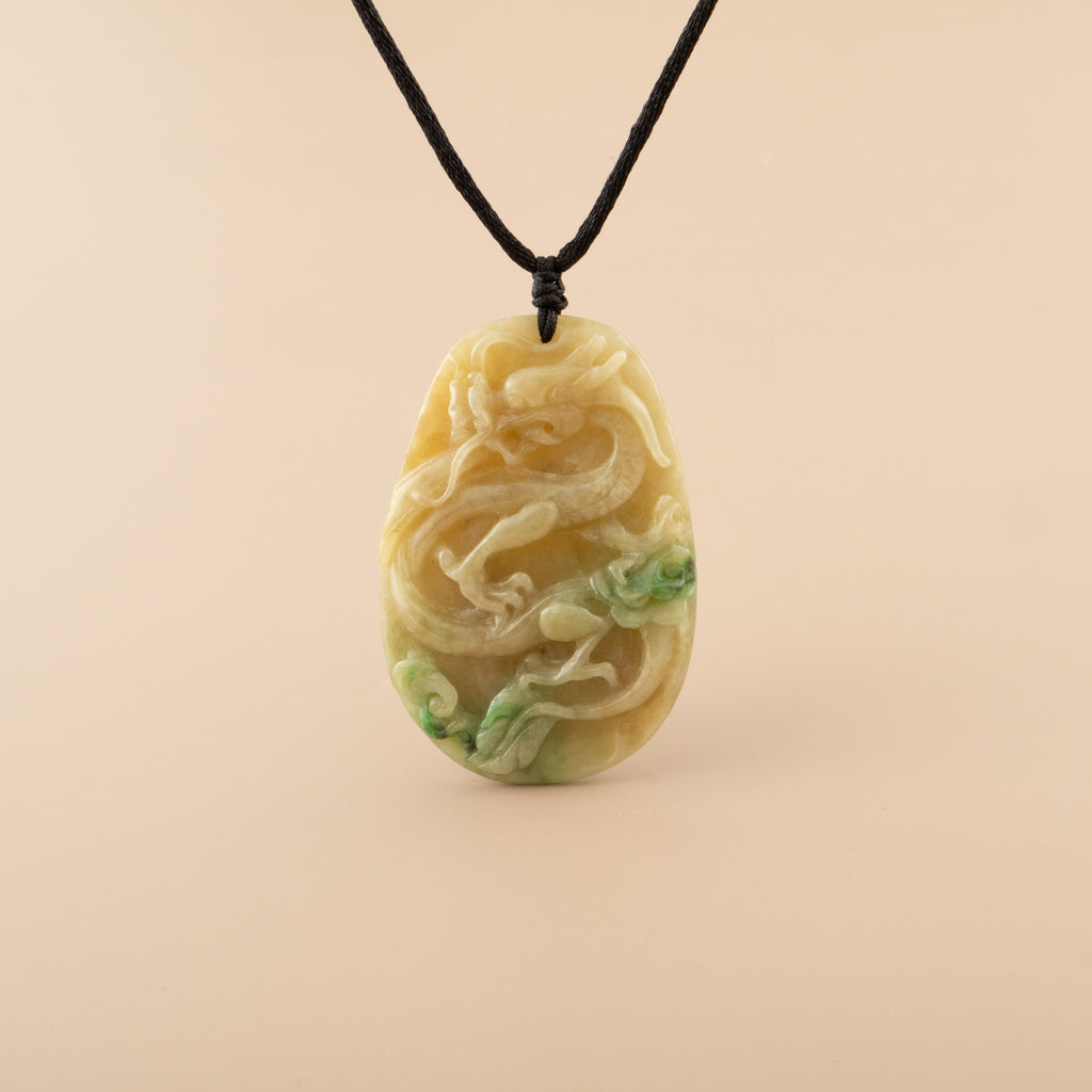 Handcrafted Dragon Jade Pendant Natural Untreated Burmese Jade