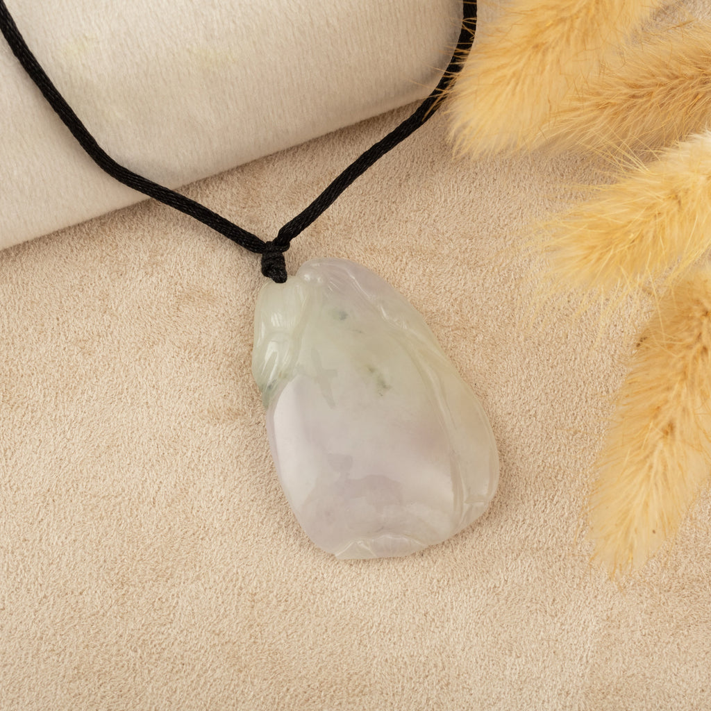 Gransky Dainty Hand Carved Jadeite Purple Jade Melon Pendant